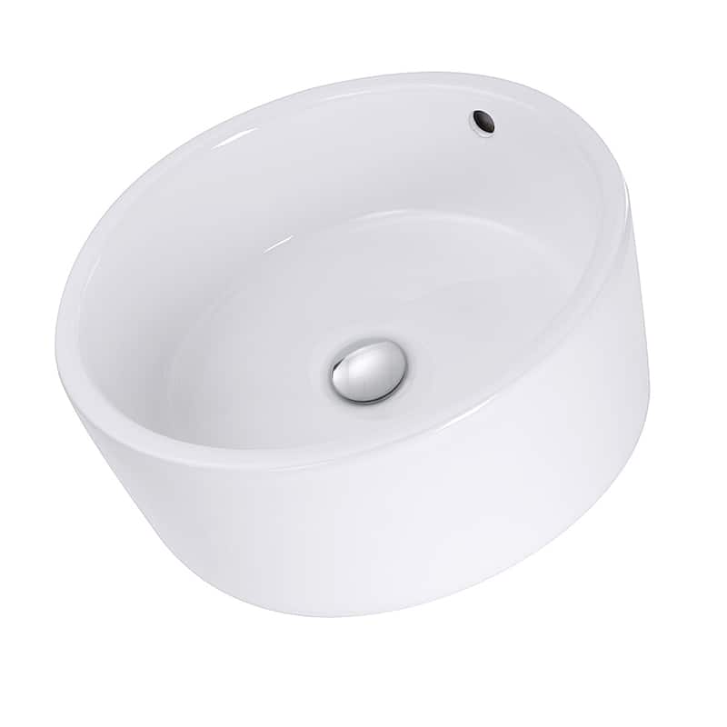 Highpoint Collection 16 inch Round White Vessel Sink with Drain