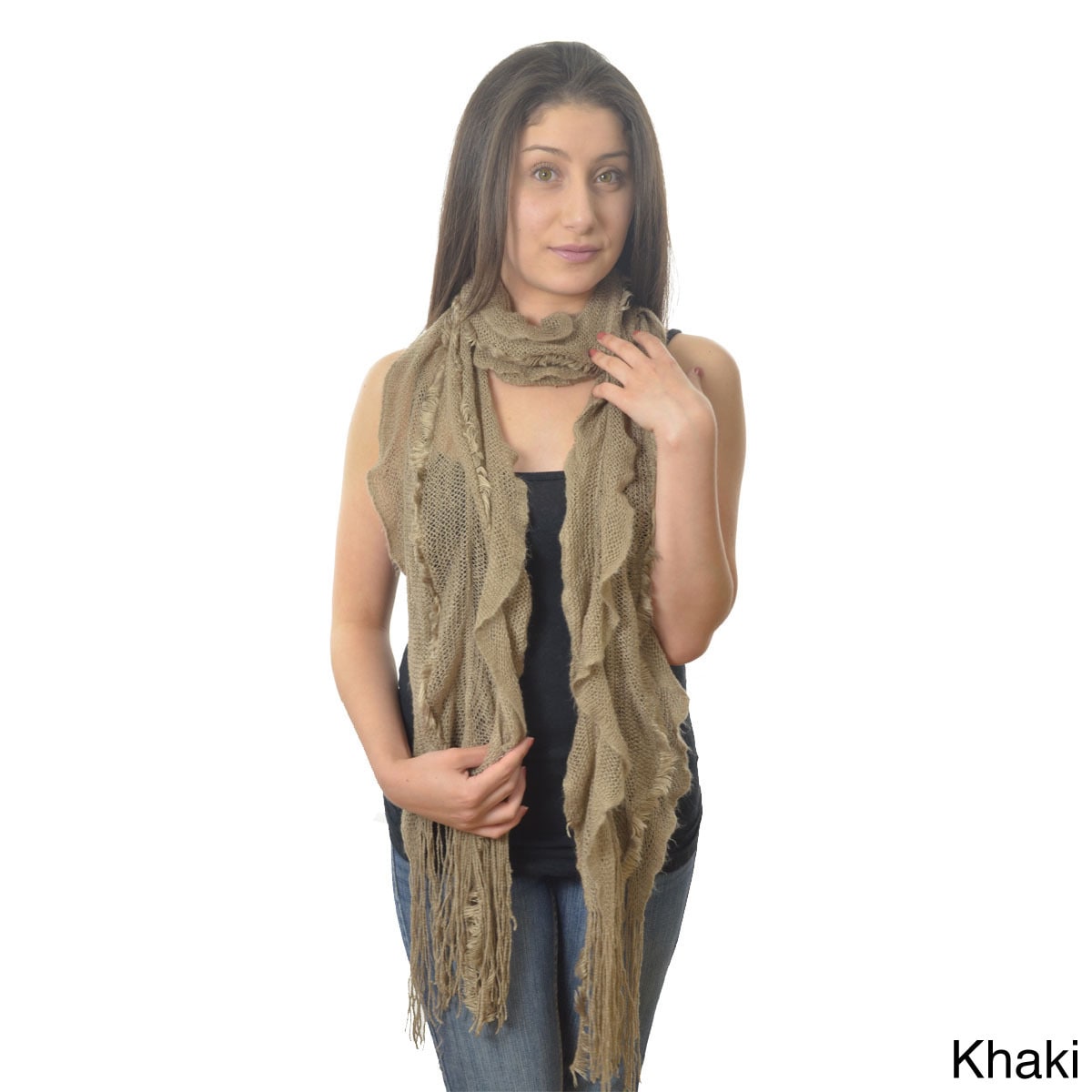 La77 Long Knitted Ruffled Scarf