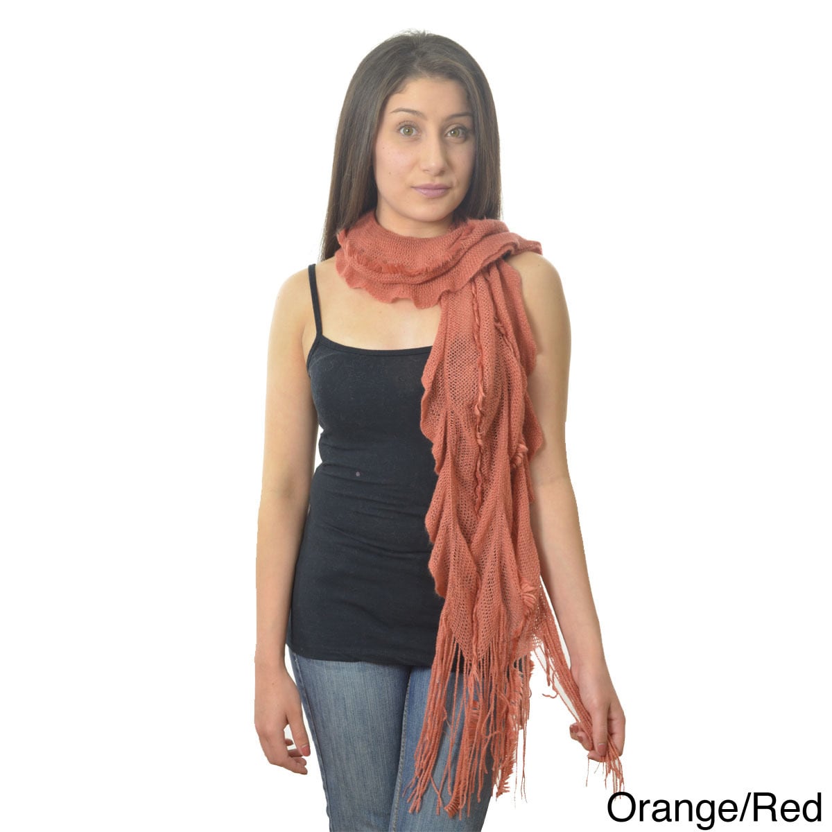 La77 Long Knitted Ruffled Scarf