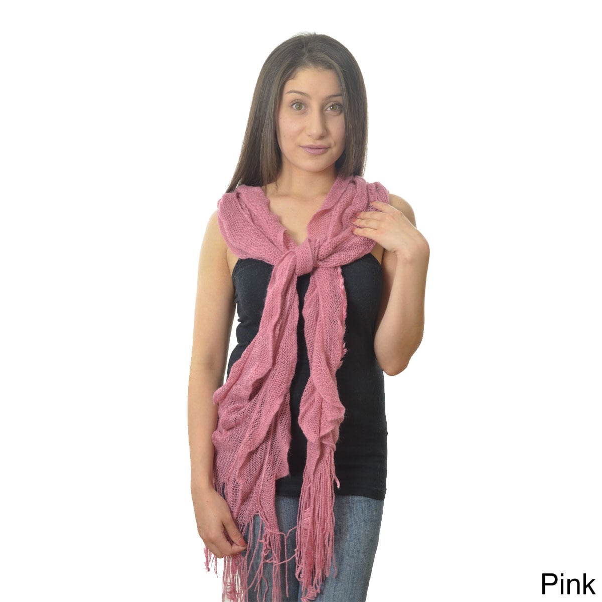 La77 Long Knitted Ruffled Scarf