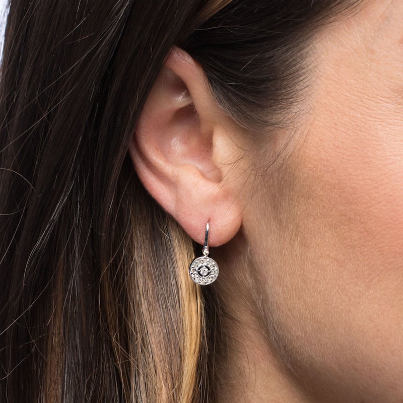 10k White Gold 3/8 ct TDW Diamond Vintage Halo Earrings