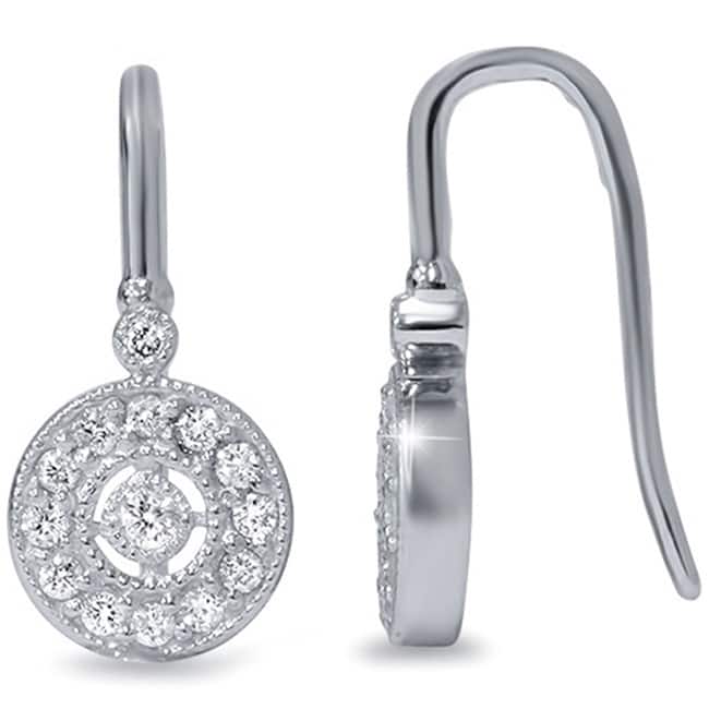 10k White Gold 3/8 ct TDW Diamond Vintage Halo Earrings