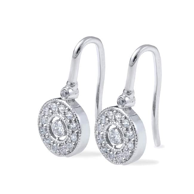 10k White Gold 3/8 ct TDW Diamond Vintage Halo Earrings
