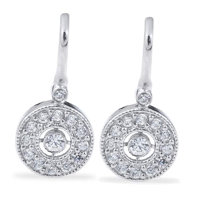 Bliss Diamond 10k White Gold 3/8 ct TDW Diamond Vintage Halo Earrings