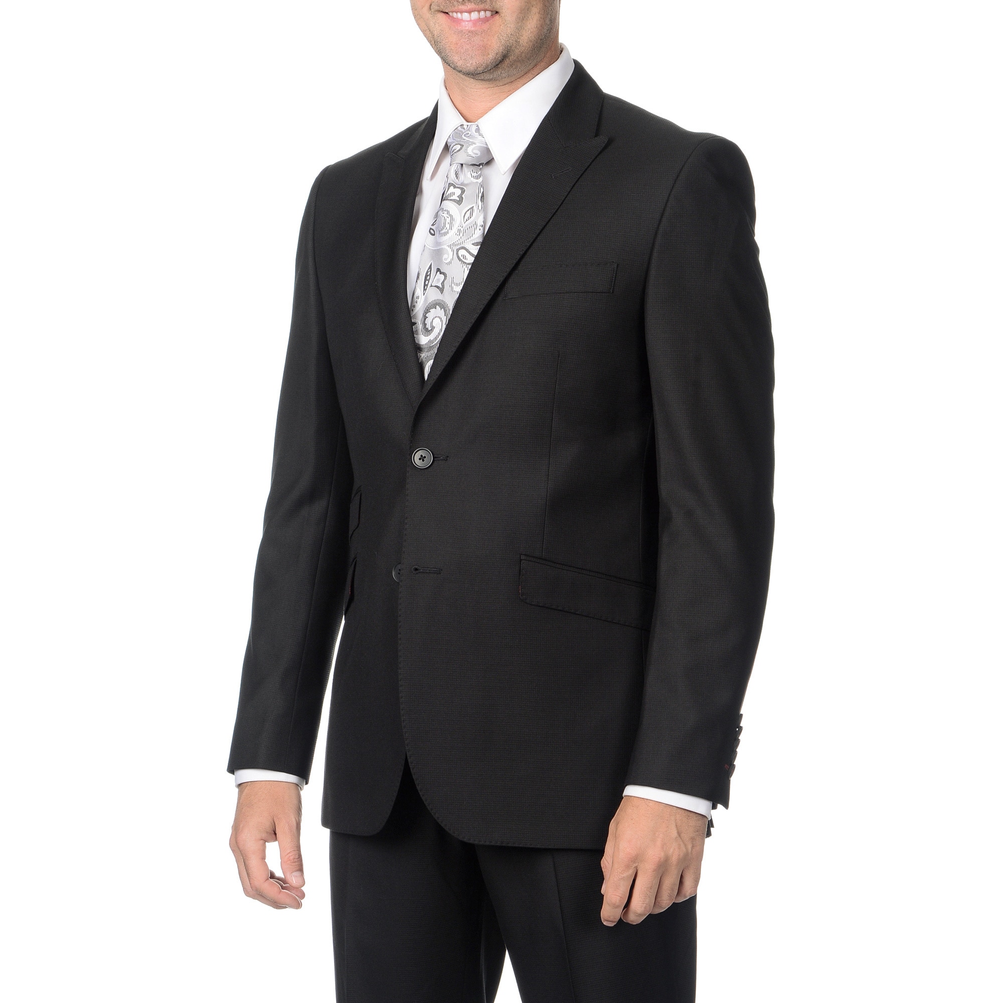 English Laundry Mens Black Peak Lapel 2 piece Suit