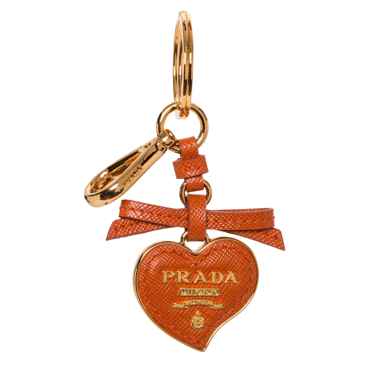 Prada Saffiano Heart Keychain