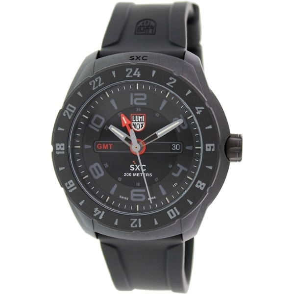 Luminox Mens A.5021.GN SXC Black/Red Dial Black Rubber Strap Date