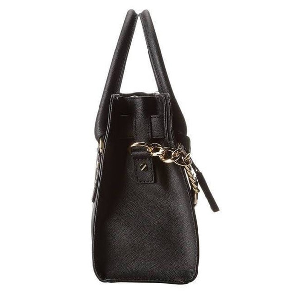 michael kors black satchel with gold chain