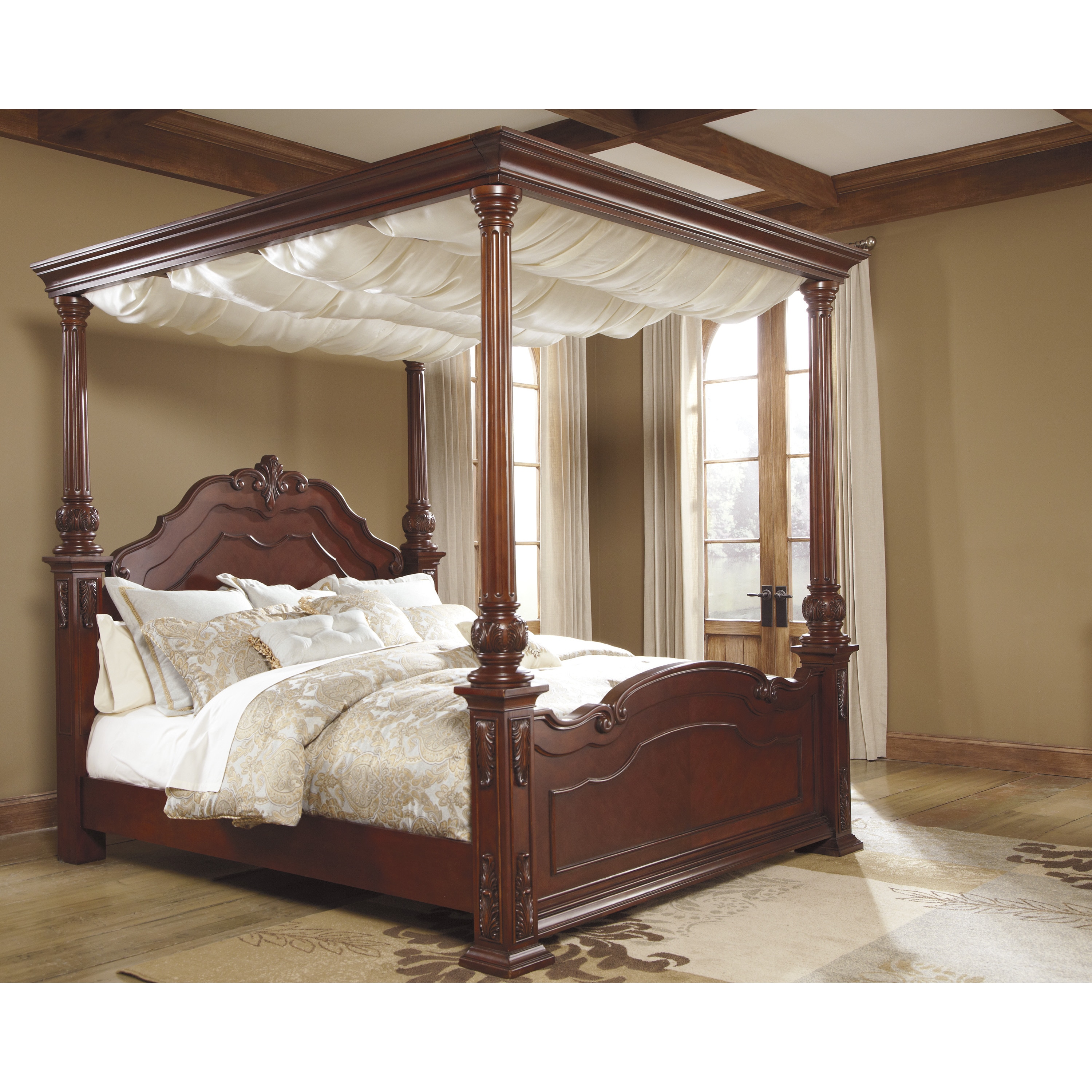 Signature Design By Ashley Signature Designs By Ashley Martanny Warm Brown California King Poster Bed Brown Size California King