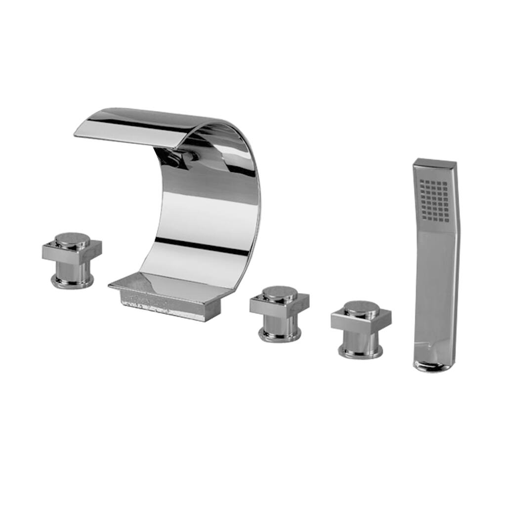 Sumerian Chrome Deck Mount Waterfall Tub Faucet with Handshower