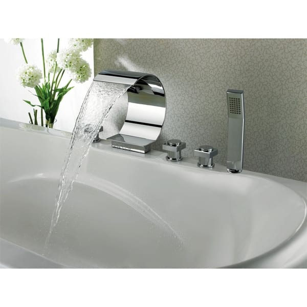 Shop Sumerian Chrome Deck Mount Waterfall Tub Faucet With