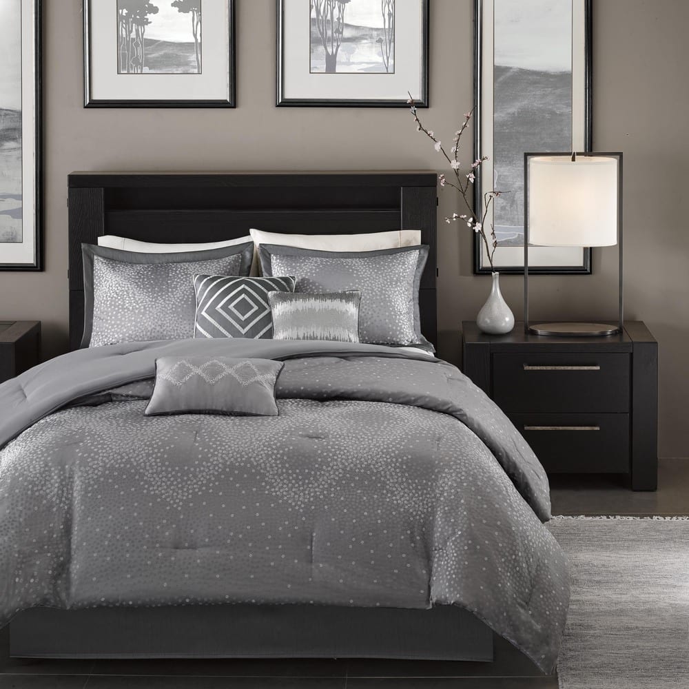 Madison Park Crawford Grey Jacquard 7-piece Comforter Set