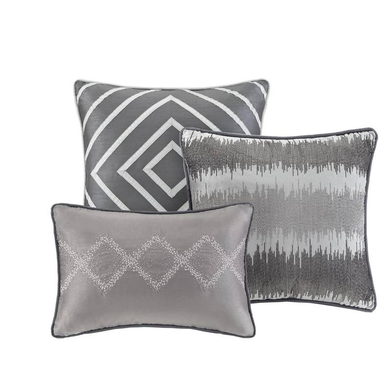 Madison Park Crawford Grey Jacquard 7-piece Comforter Set