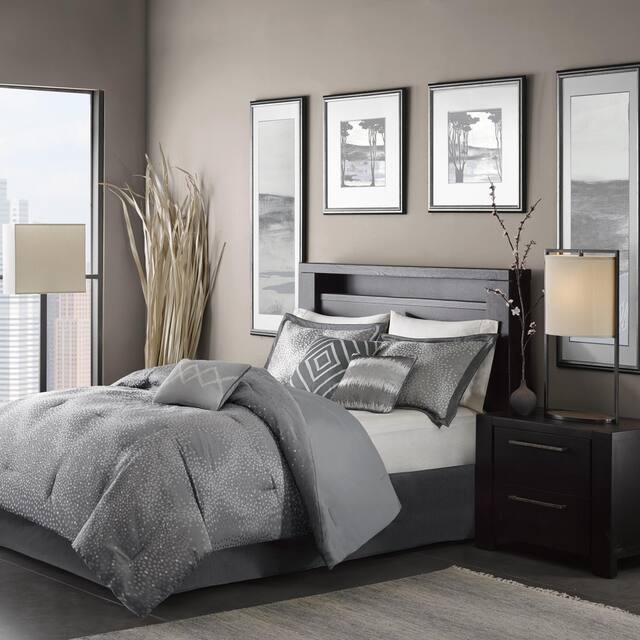 Madison Park Crawford Grey Jacquard 7-piece Comforter Set