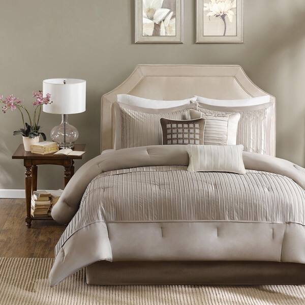 Shop Madison Park Channing Taupe 7 Piece Comforter Set On Sale