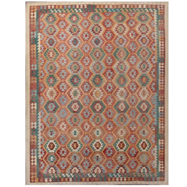 Shop Herat Oriental Afghan Handwoven Tribal Kilim Rust/ Teal Wool Rug