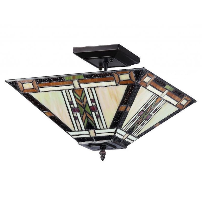 Tiffany Style Mission Design 2-light Dark Antique Bronze Flush Mount
