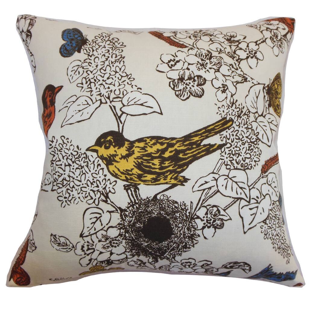 Ouvea Multicolor Birds Throw Feather and Down Filled Throw Pillow