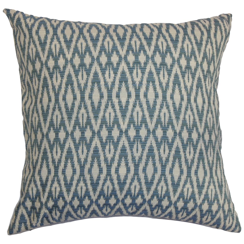 Hafoca Ikat Down Fill Denim Throw Pillow