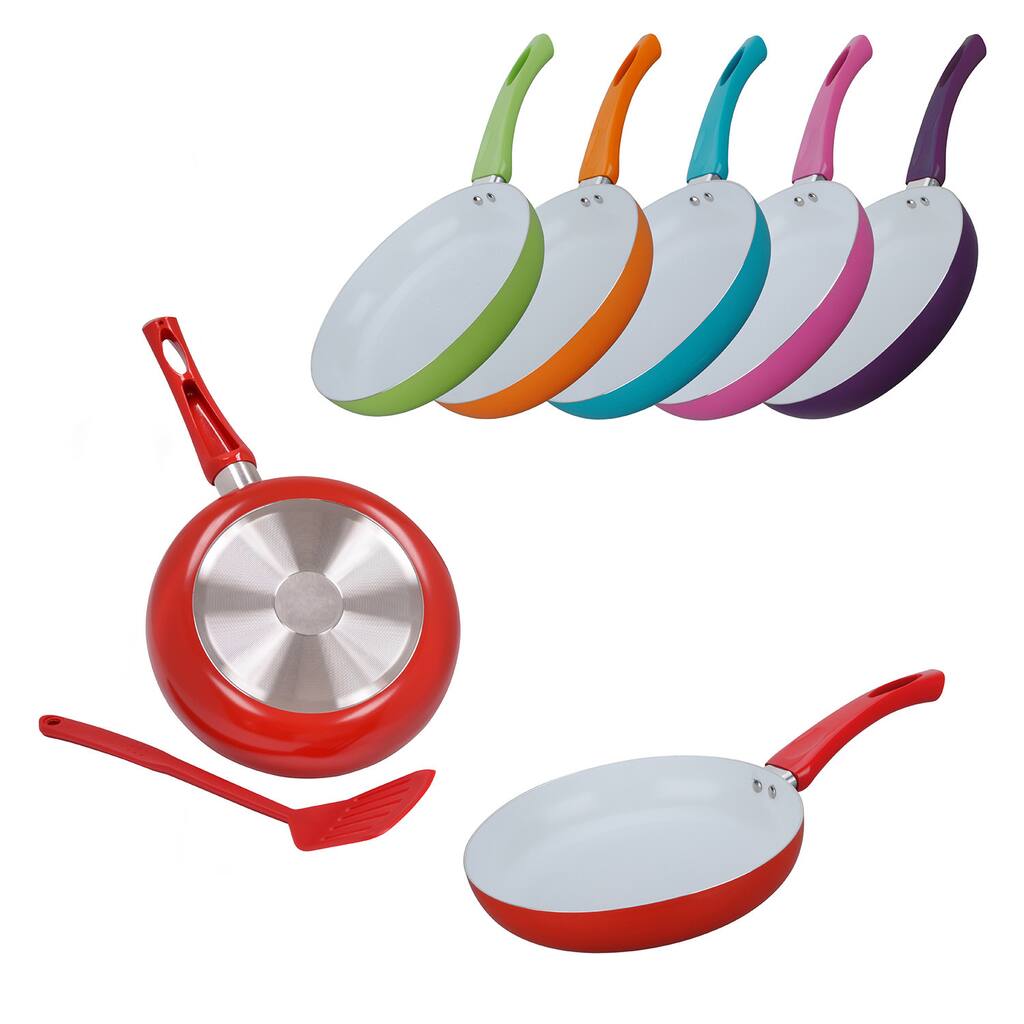 Ceramic 9.5-inch Fry Pan with Nylon Spatula