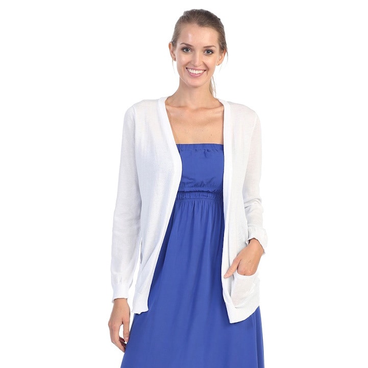 Womens Basic White Cardigan