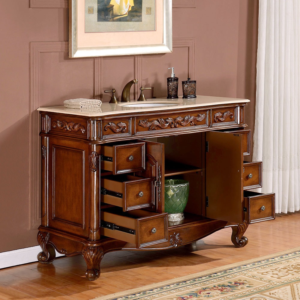 Silkroad Exclusive 48-inch Crema Marfil Marble Top Single