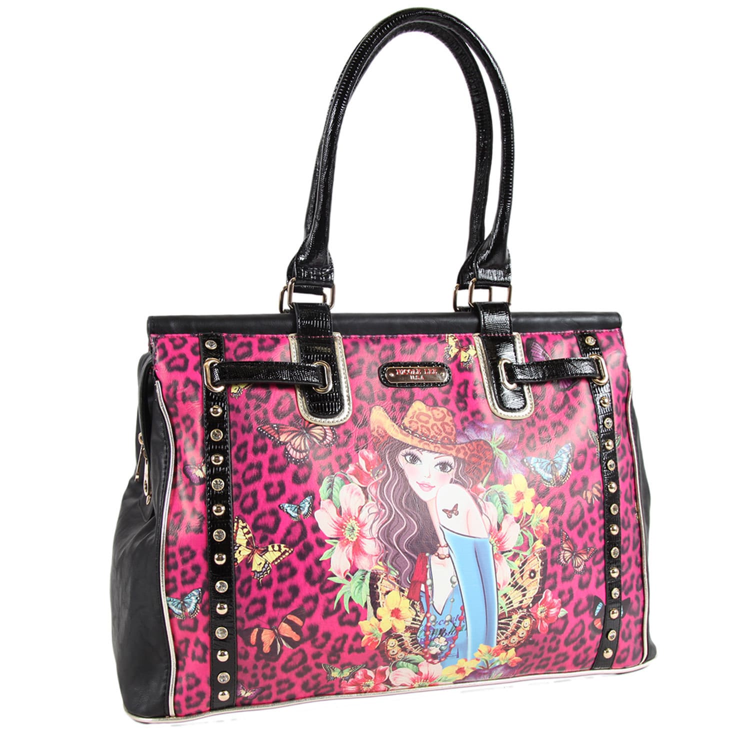 Nicole Lee Sandra Pink Print Carry on Overnight Tote Bag