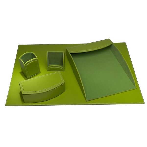 Lime Green Leatherette 5piece Desk Set Free Shipping Today 16345207