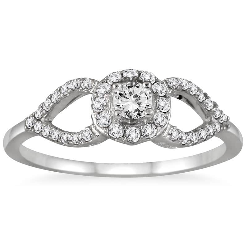 Marquee Jewels 10k White Gold 2/5ct White Diamond Antique-style Bridal Ring Set
