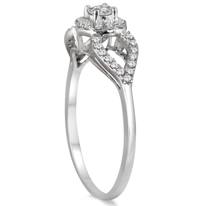 Marquee Jewels 10k White Gold 2/5ct White Diamond Antique-style Bridal Ring Set