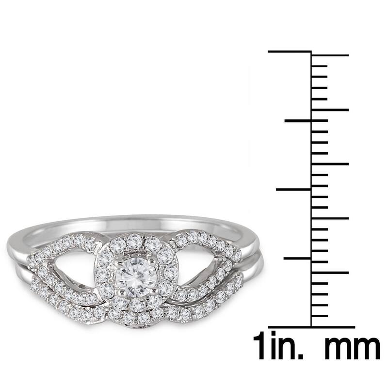 Marquee Jewels 10k White Gold 2/5ct White Diamond Antique-style Bridal Ring Set