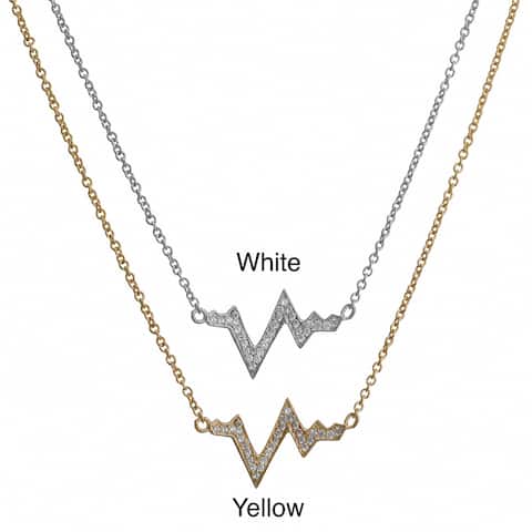 Fremada Gold Over Sterling Silver Cubic Zirconia Life Line Necklace
