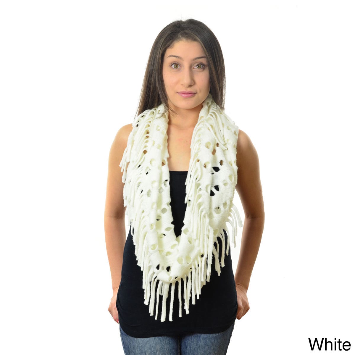 La77 Wavy Net Fringe Infinity Scarf