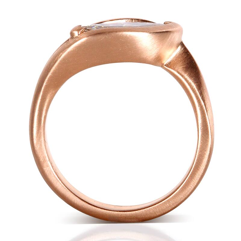 Kobelli 0.96 Carat Natural Diamond Certified 14k Solid Rose Gold Marquise Solitaire Asymmetrical Cradle Ring - White