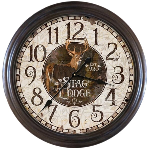 River's Edge 26" Distressed Stag Lodge Clock