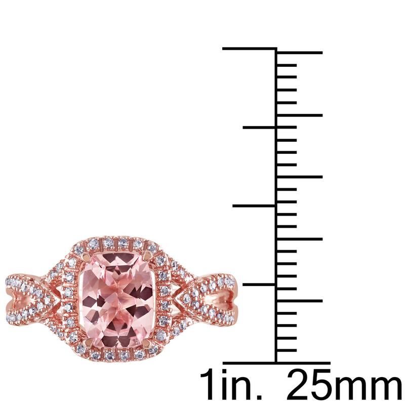 Miadora Signature Collection 10k Rose Gold Cushion-Cut Morganite and 1/6ct TDW Diamond Crossover Engagement Ring (G-H, I1-I2)