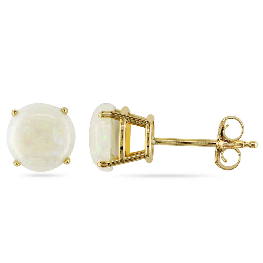 Miadora 10k Yellow Gold Opal Solitaire Earrings