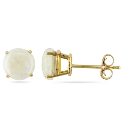 Miadora 10k Yellow Gold Opal Solitaire Earrings