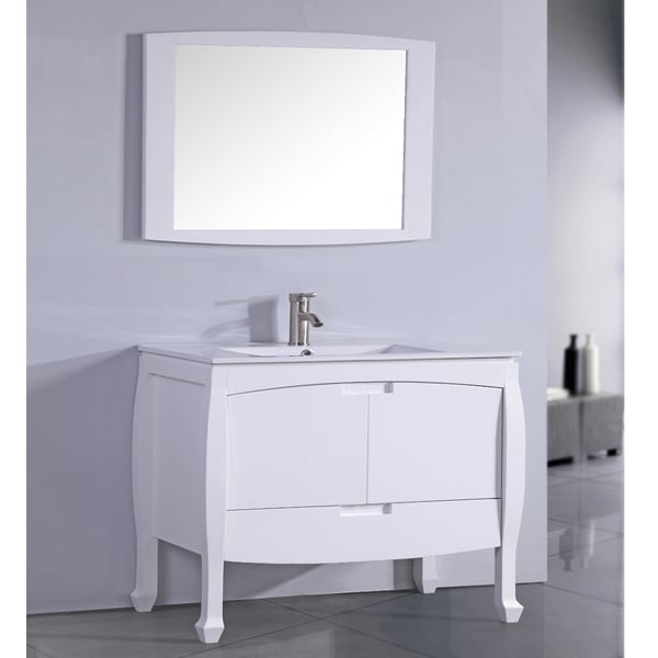 Shop Ceramic Top 36-inch Sink White Bathroom Vanity with ...