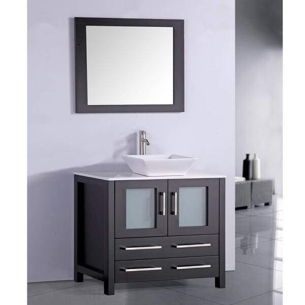 Shop 36 In Espresso Bathroom Vanity With Vessel Bowl And Mirror