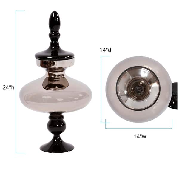 Large Black and Smoked Glass Urn