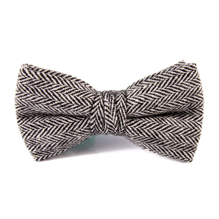 Dibi Black Herringbone Pre Tie Bow Tie