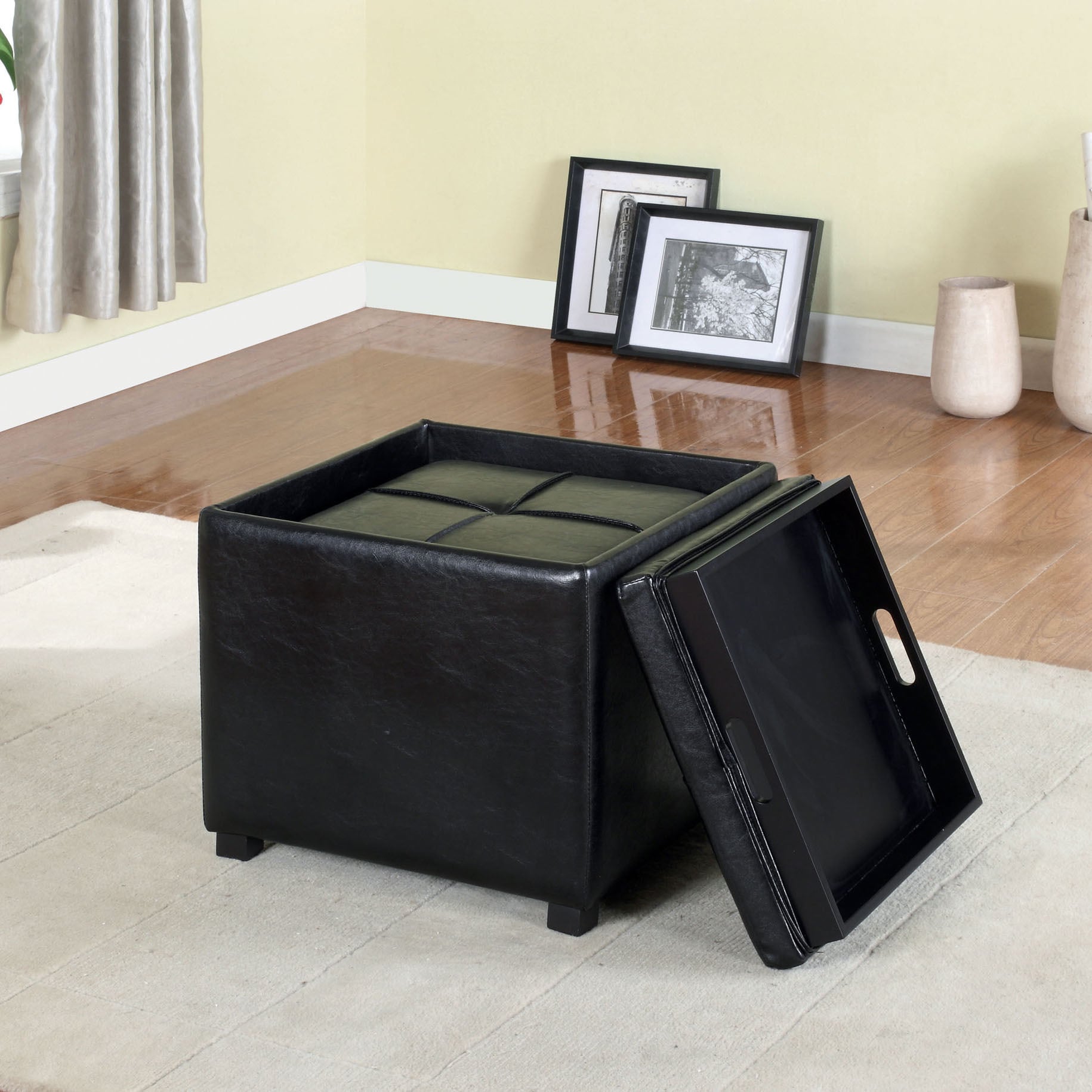Furniture Of America Lydian Leatherette Nesting Storage Ottomans