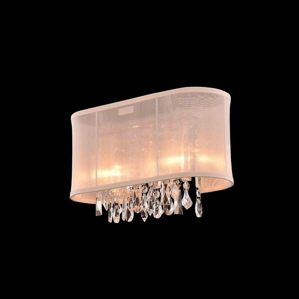 2-light Chrome Crystal Bar Wall Vanity Light with Cream Shade - Free Shipping Today - Overstock ...