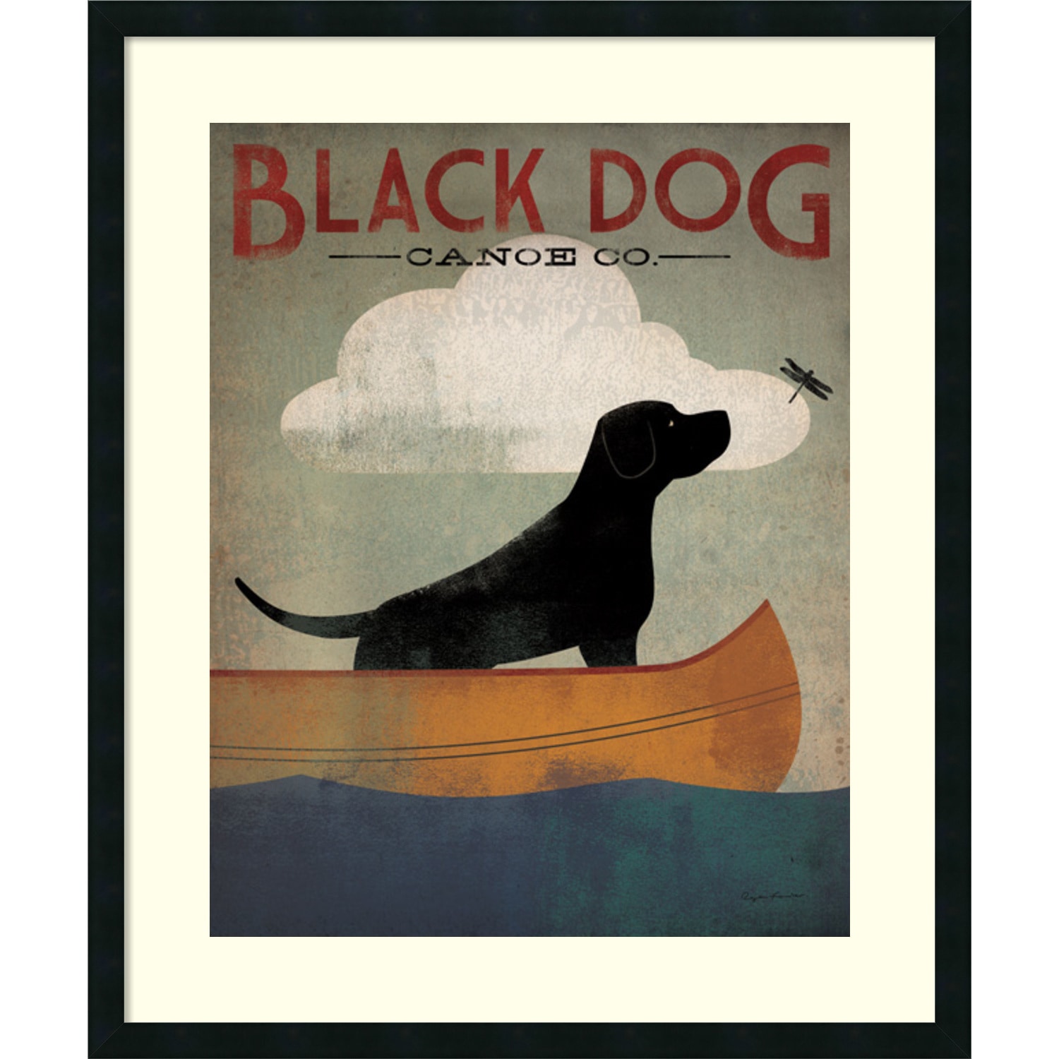 Framed Art Print 'Black Dog Canoe Co.' by Ryan Fowler 30 x Black Medium