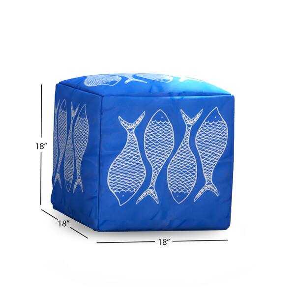 Fish Scales Outdoor/Indoor Decorative Cube Pouf