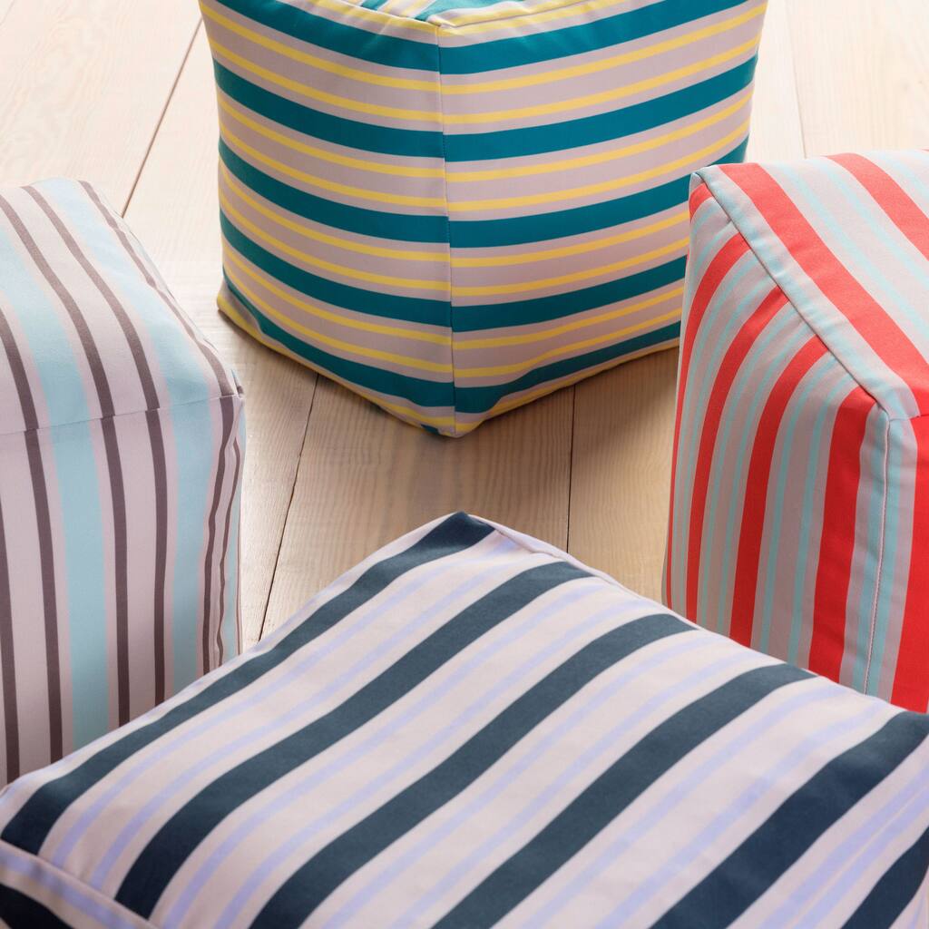 Stripped Outdoor/ Indoor Decorative Cube Pouf