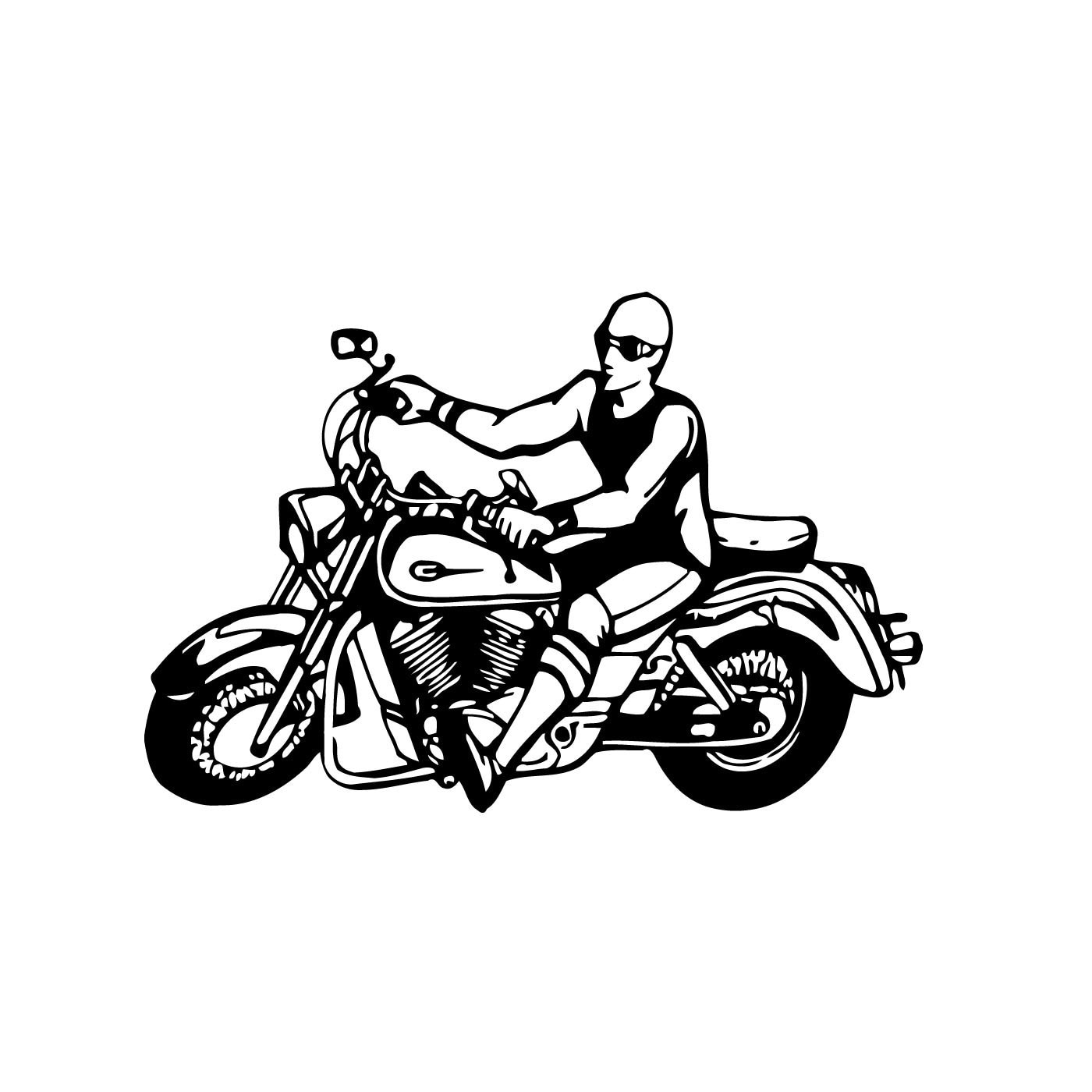 Vsgraphics Llc Man Riding Chopper Vinyl Wall Art Black Size Medium