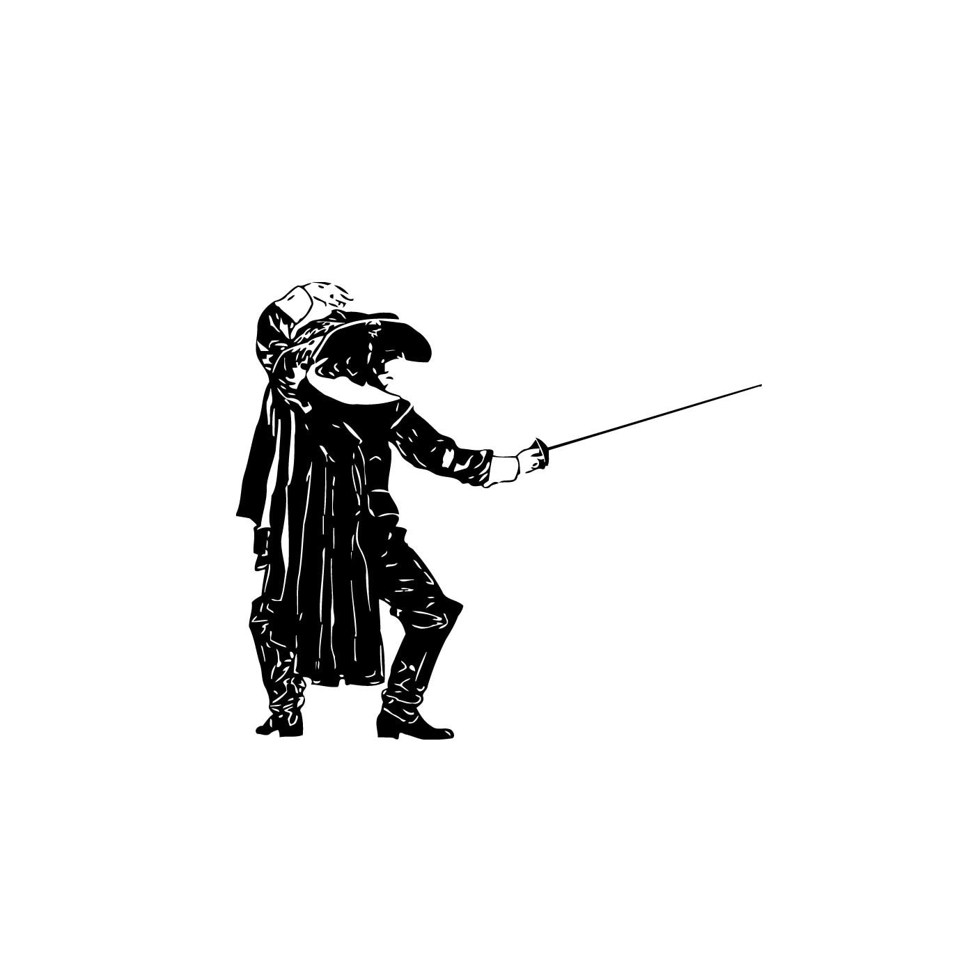 Vsgraphics Llc Fencing Musketeer Vinyl Wall Art Black Size Medium