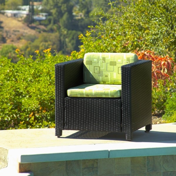 Shop Destin Wicker Black Outdoor Chair with Cushion - Free ... Shop Destin Wicker Black Outdoor Chair with Cushion - Free ... on Safavieh Outdoor Living Granton 5 Pc Living Set id=59924
